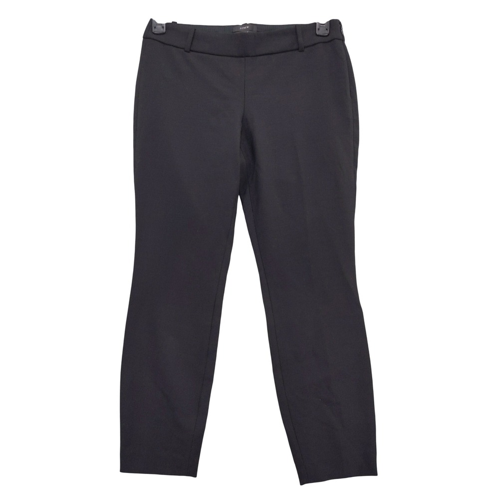 J.Crew Minnie Pants Womens 2 Black Wool Blend Side Zip Slim Cropped Professional